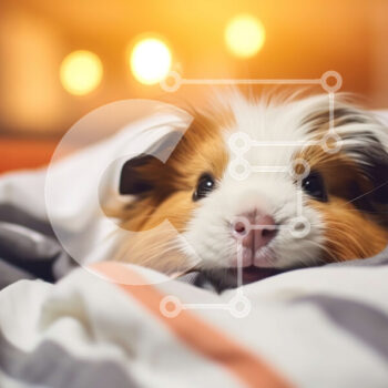 Intra Συλλεκτικό Ξύλινο Παζλ Plywood  4mm - Αξιολάτρευτη εικόνα ενός περίεργου ινδικού χοιριδίου σε ένα άνετο κρεβάτι Σε Ξύλινο Κουτί - Διαστάσεις: 10x10 cm – 25 κομμάτια - Image 1