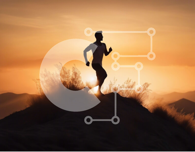 Intra Συλλεκτικό Ξύλινο Παζλ Plywood  4mm - Σιλουέτα ενός άνδρα που τρέχει στο λόφο στο ηλιοβασίλεμα Σε Ξύλινο Κουτί - Διαστάσεις Puzzle: 10x10 cm – 25 κομμάτια