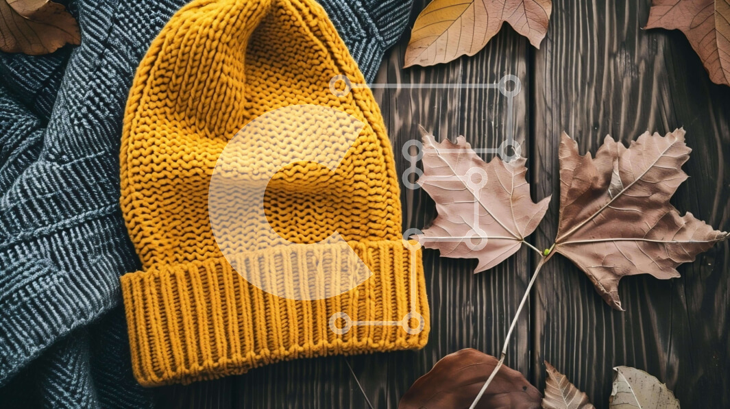 Intra Συλλεκτικό Ξύλινο Παζλ Plywood  4mm - Κίτρινα πλεκτά φασόλια και φθινοπωρινά φύλλα Σε Ξύλινο Κουτί - Διαστάσεις Puzzle: 10x10 cm – 25 κομμάτια