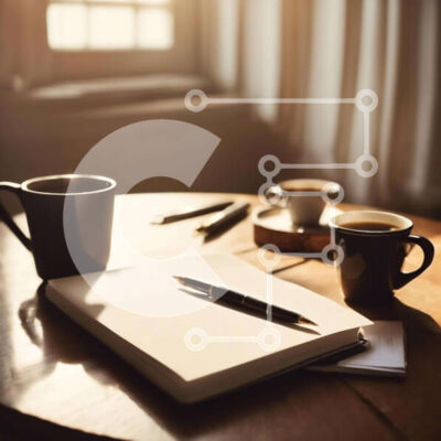 Intra Συλλεκτικό Ξύλινο Παζλ Plywood  4mm - Ξύλινο τραπέζι με φλιτζάνια καφέ και ανοιχτό σημειωματάριο Σε Ξύλινο Κουτί - Διαστάσεις: 10x10 cm – 25 κομμάτια - Image 1