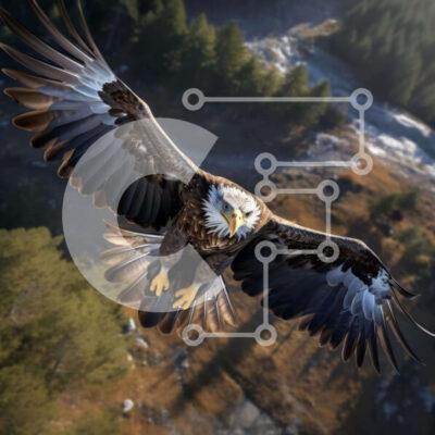 Intra Συλλεκτικό Ξύλινο Παζλ Plywood 4mm - Μεγαλοπρεπής φαλακρός αετός σε πτήση Σε Ξύλινο Κουτί - Διαστάσεις: 10x10 cm – 25 κομμάτια - Image 1