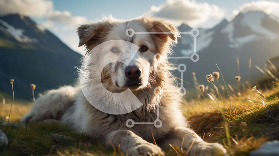 Intra Συλλεκτικό Ξύλινο Παζλ Plywood  4mm - Λυπημένος λευκός σκύλος σε ένα χωράφι με γρασίδι και αγριολούλουδα Σε Ξύλινο Κουτί - Διαστάσεις: 10x10 cm – 25 κομμάτια