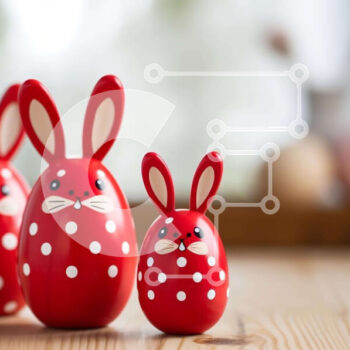 Intra Συλλεκτικό Ξύλινο Παζλ Plywood  4mm - Φιγούρες και αυγά με κόκκινο λαγουδάκι με θέμα το Πάσχα σε ξύλινο τραπέζι Σε Ξύλινο Κουτί - Διαστάσεις Puzzle: 10x10 cm – 25 κομμάτια - Image 1