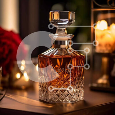 Intra Συλλεκτικό Ξύλινο Παζλ Plywood  4mm - Γυάλινη καράφα και οθόνη μπουκαλιών ουίσκι με κηροπήγια Σε Ξύλινο Κουτί - Διαστάσεις: 10x10 cm – 25 κομμάτια - Image 1