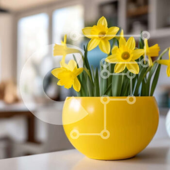 Intra Συλλεκτικό Ξύλινο Παζλ Plywood  4mm - Σετ πασχαλινό τραπέζι με ασφόδελους και κίτρινο βάζο Σε Ξύλινο Κουτί - Διαστάσεις Puzzle: 10x10 cm – 25 κομμάτια - Image 1