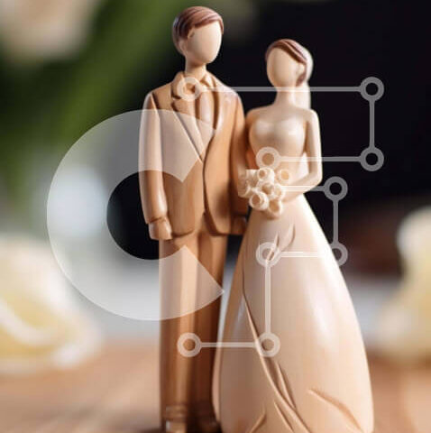 Intra Συλλεκτικό Ξύλινο Παζλ Plywood 4mm - Ξύλινες επιφάνειες για γαμήλια τούρτα στο τραπέζι με λουλούδια στο φόντο Σε Ξύλινο Κουτί - Διαστάσεις: 10x10 cm – 25 κομμάτια - Image 1