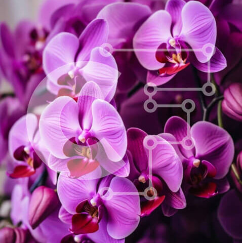 Intra Συλλεκτικό Ξύλινο Παζλ Plywood 4mm - Μπουκέτο με μωβ λουλούδια ορχιδέας σε άνθηση Σε Ξύλινο Κουτί - Διαστάσεις: 10x10 cm – 25 κομμάτια - Image 1