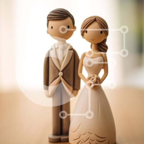 Intra Συλλεκτικό Ξύλινο Παζλ Plywood 4mm - Παραδοσιακά γαμήλια ειδώλια που κρατούν τα χέρια Σε Ξύλινο Κουτί - Διαστάσεις: 10x10 cm – 25 κομμάτια - Image 1