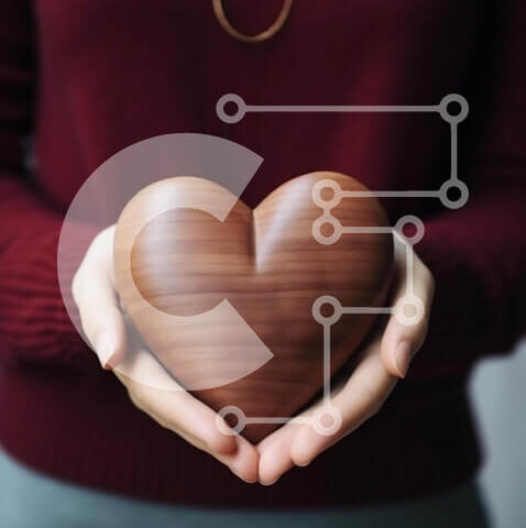 Intra Συλλεκτικό Ξύλινο Παζλ Plywood  4mm - Γυναίκα που κρατά ξύλινο κολιέ καρδιά - σύμβολο αγάπης και στοργής Σε Ξύλινο Κουτί - Διαστάσεις Puzzle: 10x10 cm – 25 κομμάτια - Image 1