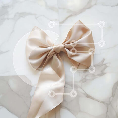 Intra Συλλεκτικό Ξύλινο Παζλ Plywood  4mm - Μπεζ σατέν φιόγκος σε κομψό μαρμάρινο τραπέζι Σε Ξύλινο Κουτί - Διαστάσεις Puzzle: 10x10 cm – 25 κομμάτια - Image 1