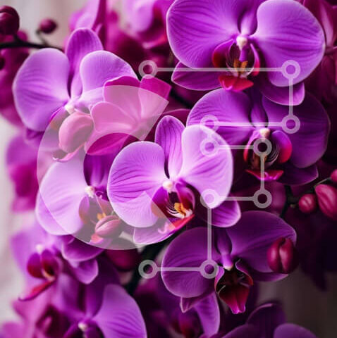 Intra Συλλεκτικό Ξύλινο Παζλ Plywood  4mm - Μπουκέτο με μωβ λουλούδια ορχιδέας σε πλήρη άνθιση Σε Ξύλινο Κουτί - Διαστάσεις: 10x10 cm – 25 κομμάτια - Image 1