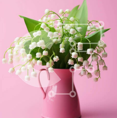 Intra Συλλεκτικό Ξύλινο Παζλ Plywood 4mm - Ροζ βάζο με λουλούδια κρίνου της κοιλάδας Σε Ξύλινο Κουτί - Διαστάσεις Puzzle: 10x10 cm – 25 κομμάτια - Image 1