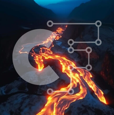 Intra Συλλεκτικό Ξύλινο Παζλ Plywood 4mm - Ποταμός της λάβας τη νύχτα Σε Ξύλινο Κουτί - Διαστάσεις: 10x10 cm – 25 κομμάτια - Image 1