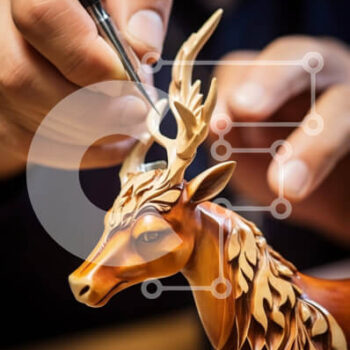 Intra Συλλεκτικό Ξύλινο Παζλ Plywood 4mm - Artisan Crafting Ξύλινο ειδώλιο ελαφιού Σε Ξύλινο Κουτί - Διαστάσεις Puzzle: 10x10 cm – 25 κομμάτια - Image 1