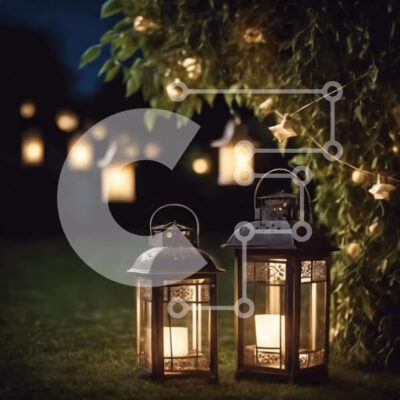 Intra Συλλεκτικό Ξύλινο Παζλ Plywood  4mm - Υπαίθρια φανάρια και φώτα χορδών στο πάρκο Σε Ξύλινο Κουτί - Διαστάσεις Puzzle: 10x10 cm – 25 κομμάτια - Image 1