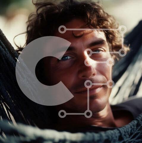 Intra Συλλεκτικό Ξύλινο Παζλ Plywood  4mm - Άνδρας ξαπλωμένος σε μια αιώρα με μια χαλαρή έκφραση Σε Ξύλινο Κουτί - Διαστάσεις Puzzle: 10x10 cm – 25 κομμάτια - Image 1