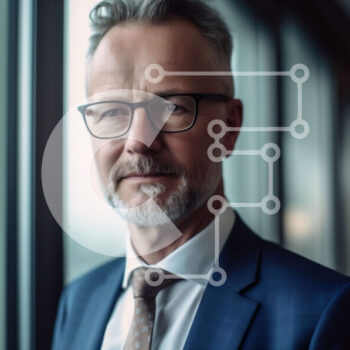 Intra Συλλεκτικό Ξύλινο Παζλ Plywood  4mm - Μεσήλικας επιχειρηματίας με κοστούμι και γραβάτα κοιτάζοντας το αστικό τοπίο Σε Ξύλινο Κουτί - Διαστάσεις Puzzle: 10x10 cm – 25 κομμάτια - Image 1