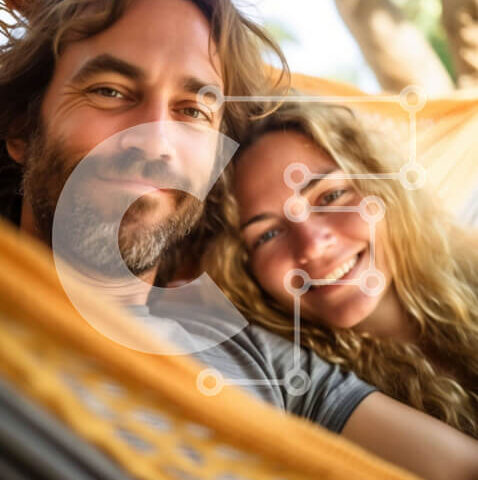 Intra Συλλεκτικό Ξύλινο Παζλ Plywood  4mm - Ευτυχισμένο ζευγάρι που απολαμβάνει το χρόνο σε μια αιώρα Σε Ξύλινο Κουτί - Διαστάσεις Puzzle: 10x10 cm – 25 κομμάτια - Image 1