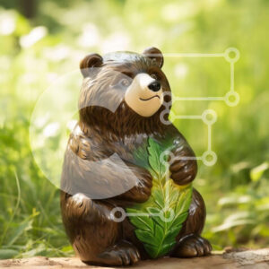 Intra Συλλεκτικό Ξύλινο Παζλ Plywood  4mm - Άγαλμα καφέ αρκούδας σε ένα κούτσουρο δέντρου στο δάσος Σε Ξύλινο Κουτί - Διαστάσεις: 10x10 cm – 25 κομμάτια