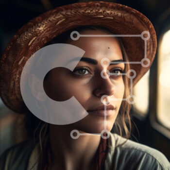 Intra Συλλεκτικό Ξύλινο Παζλ Plywood  4mm - Όμορφη φωτογραφία γυναίκας που φορά ψάθινο καπέλο κοιτάζοντας έξω από ένα παράθυρο τρένου Σε Ξύλινο Κουτί - Διαστάσεις Puzzle: 10x10 cm – 25 κομμάτια - Image 1