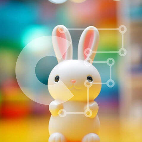 Intra Συλλεκτικό Ξύλινο Παζλ Plywood 4mm - Λευκό παιχνίδι λαγουδάκι σε πορτοκαλί τραπέζι Σε Ξύλινο Κουτί - Διαστάσεις: 10x10 cm – 25 κομμάτια - Image 1