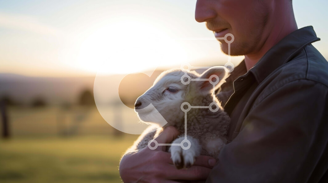 Intra Συλλεκτικό Ξύλινο Παζλ Plywood  4mm - Άτομο που κρατά μικρό αρνί που περιβάλλεται από πρόβατα σε ένα χωράφι Σε Ξύλινο Κουτί - Διαστάσεις: 10x10 cm – 25 κομμάτια