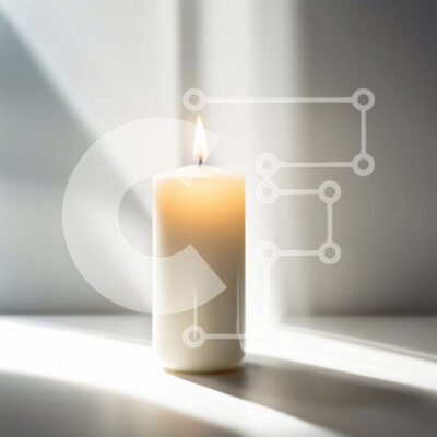 Intra Συλλεκτικό Ξύλινο Παζλ Plywood 4mm - Όμορφη εικόνα ενός λευκού κεριού που φωτίζεται από το φως του ήλιου Σε Ξύλινο Κουτί - Διαστάσεις: 10x10 cm – 25 κομμάτια - Image 1