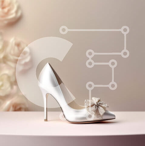 Intra Συλλεκτικό Ξύλινο Παζλ Plywood  4mm - Κομψά και κομψά λευκά ψηλοτάκουνα παπούτσια με λεπτομέρεια φιόγκου Σε Ξύλινο Κουτί - Διαστάσεις Puzzle: 10x10 cm – 25 κομμάτια - Image 1