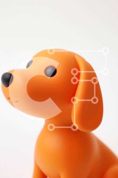 Intra Συλλεκτικό Ξύλινο Παζλ Plywood  4mm - Πορτοκαλί σκύλος παιχνιδιών σε άσπρο φόντο Σε Ξύλινο Κουτί - Διαστάσεις: 10x10 cm – 25 κομμάτια