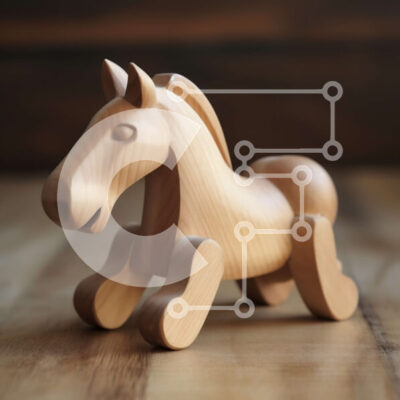 Intra Συλλεκτικό Ξύλινο Παζλ Plywood 4mm - Όμορφο ξύλινο παιχνίδι αλόγων σε ένα ρουστίκ ξύλινο τραπέζι Σε Ξύλινο Κουτί - Διαστάσεις: 10x10 cm – 25 κομμάτια - Image 1