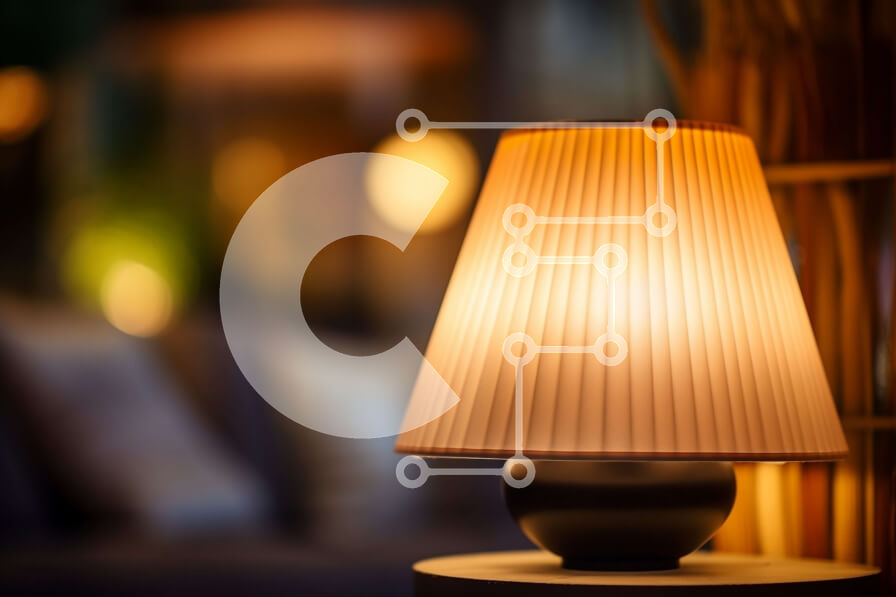 Intra Συλλεκτικό Ξύλινο Παζλ Plywood  4mm - Επιτραπέζιο φωτιστικό με λευκή σκιά σε ξύλινο τραπέζι σε δωμάτιο με χαμηλό φωτισμό Σε Ξύλινο Κουτί - Διαστάσεις Puzzle: 10x10 cm – 25 κομμάτια