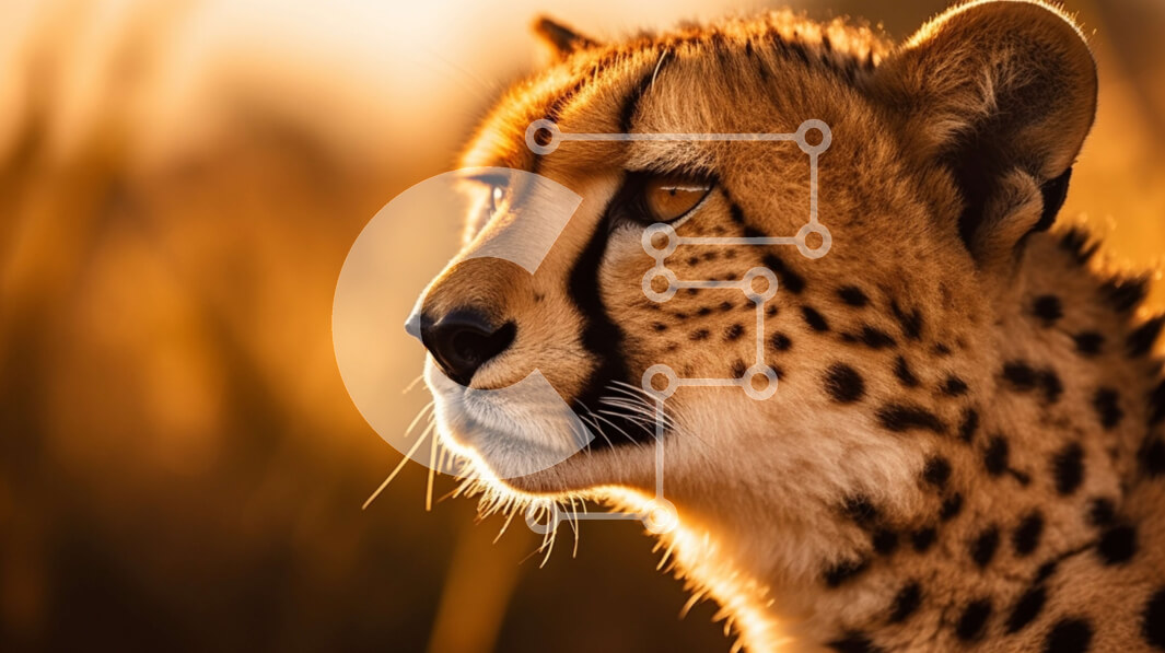 Intra Συλλεκτικό Ξύλινο Παζλ Plywood  4mm - Κοντινό πλάνο ενός στοχαστικού τσιτάχ στο γρασίδι Σε Ξύλινο Κουτί - Διαστάσεις: 10x10 cm – 25 κομμάτια