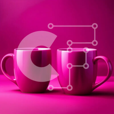 Intra Συλλεκτικό Ξύλινο Παζλ Plywood  4mm - Όμορφη εικόνα δύο ροζ κούπες σε ροζ φόντο Σε Ξύλινο Κουτί - Διαστάσεις Puzzle: 10x10 cm – 25 κομμάτια - Image 1