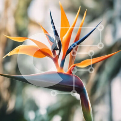 Intra Συλλεκτικό Ξύλινο Παζλ Plywood  4mm - Λουλούδι Bird of Paradise με ζωηρά πορτοκαλί και μπλε πέταλα Σε Ξύλινο Κουτί - Διαστάσεις: 10x10 cm – 25 κομμάτια - Image 1