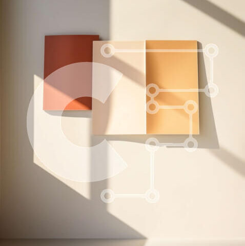 Intra Συλλεκτικό Ξύλινο Παζλ Plywood 4mm - Μινιμαλιστικό φόντο με πορτοκαλί ορθογώνια Σε Ξύλινο Κουτί - Διαστάσεις Puzzle: 10x10 cm – 25 κομμάτια - Image 1