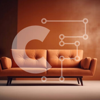 Intra Συλλεκτικό Ξύλινο Παζλ Plywood  4mm - Πορτοκαλί δερμάτινος καναπές σε καφέ δωμάτιο Σε Ξύλινο Κουτί - Διαστάσεις Puzzle: 10x10 cm – 25 κομμάτια - Image 1