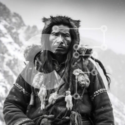 Intra Συλλεκτικό Ξύλινο Παζλ Plywood 4mm - Παραδοσιακός άνδρας που στέκεται μπροστά από τα χιονισμένα βουνά Σε Ξύλινο Κουτί - Διαστάσεις Puzzle: 10x10 cm – 25 κομμάτια - Image 1