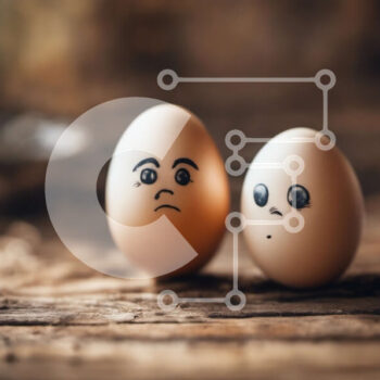 Intra Συλλεκτικό Ξύλινο Παζλ Plywood  4mm - Λυπημένα και χαρούμενα αυγά Σε Ξύλινο Κουτί - Διαστάσεις Puzzle: 10x10 cm – 25 κομμάτια - Image 1