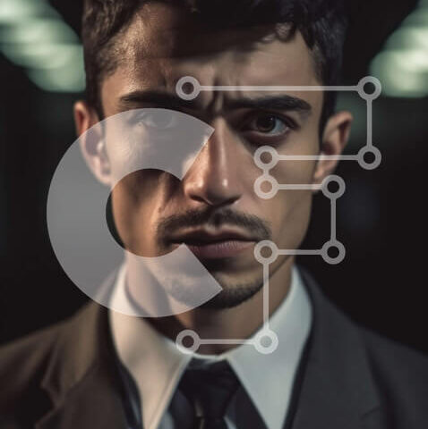 Intra Συλλεκτικό Ξύλινο Παζλ Plywood  4mm - Επαγγελματίας επιχειρηματίας με μαύρο κοστούμι και λευκό πουκάμισο που στέκεται στο δωμάτιο με χαμηλό φωτισμό Σε Ξύλινο Κουτί - Διαστάσεις Puzzle: 10x10 cm – 25 κομμάτια - Image 1