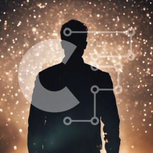 Intra Συλλεκτικό Ξύλινο Παζλ Plywood  4mm - Άνθρωπος σιλουέτα σε φωτισμένο φόντο Σε Ξύλινο Κουτί - Διαστάσεις Puzzle: 10x10 cm – 25 κομμάτια