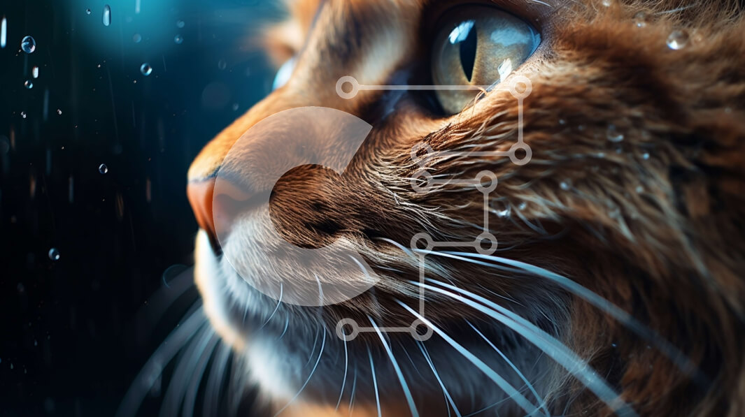 Intra Συλλεκτικό Ξύλινο Παζλ Plywood  4mm - Κοντινό πλάνο της πορτοκαλί γάτας με τις σταγόνες βροχής στο πρόσωπό της Σε Ξύλινο Κουτί - Διαστάσεις: 10x10 cm – 25 κομμάτια