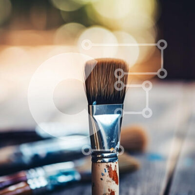 Intra Συλλεκτικό Ξύλινο Παζλ Plywood  4mm - Πινέλα ζωγραφικής σε ξύλινο τραπέζι Σε Ξύλινο Κουτί - Διαστάσεις Puzzle: 10x10 cm – 25 κομμάτια - Image 1