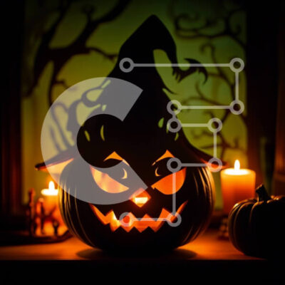 Intra Συλλεκτικό Ξύλινο Παζλ Plywood 4mm - Απόκοσμη διακόσμηση αποκριών: Scary Jack-O-Lantern με κερί Σε Ξύλινο Κουτί - Διαστάσεις: 10x10 cm – 25 κομμάτια - Image 1