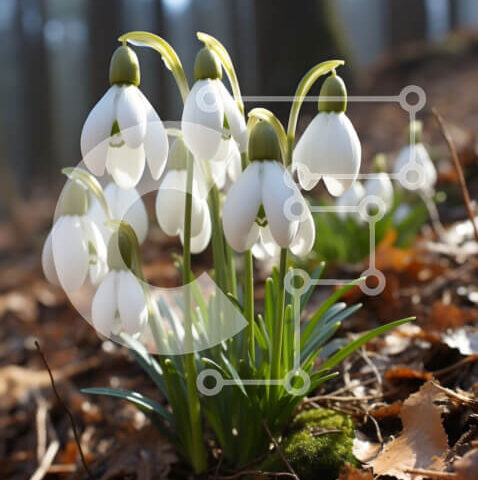 Intra Συλλεκτικό Ξύλινο Παζλ Plywood  4mm - Όμορφη εικόνα των Snowdrops σε ένα γαλήνιο δάσος Σε Ξύλινο Κουτί - Διαστάσεις: 10x10 cm – 25 κομμάτια - Image 1