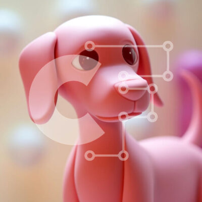 Intra Συλλεκτικό Ξύλινο Παζλ Plywood  4mm - Ροζ-παιχνιδόσκυλο με πολύχρωμες μπάλες Σε Ξύλινο Κουτί - Διαστάσεις Puzzle: 10x10 cm – 25 κομμάτια - Image 1