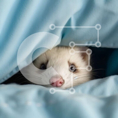 Intra Συλλεκτικό Ξύλινο Παζλ Plywood 4mm - Αξιολάτρευτη εικόνα ενός κουνάβι που κρυφοκοιτάζει κάτω από μια μπλε κουβέρτα Σε Ξύλινο Κουτί - Διαστάσεις: 10x10 cm – 25 κομμάτια - Image 1