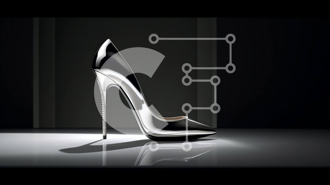 Intra Συλλεκτικό Ξύλινο Παζλ Plywood  4mm - Κομψό ασπρόμαυρο ψηλοτάκουνο παπούτσι σε γυαλιστερή επιφάνεια Σε Ξύλινο Κουτί - Διαστάσεις Puzzle: 10x10 cm – 25 κομμάτια