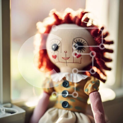 Intra Συλλεκτικό Ξύλινο Παζλ Plywood  4mm - Αξιολάτρευτη κούκλα με κόκκινα μαλλιά και όμορφο ντύσιμο Σε Ξύλινο Κουτί - Διαστάσεις: 10x10 cm – 25 κομμάτια - Image 1