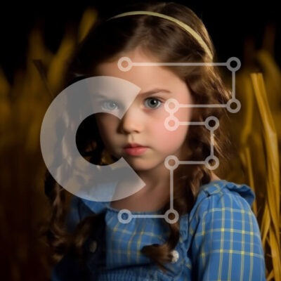 Intra Συλλεκτικό Ξύλινο Παζλ Plywood  4mm - Όμορφη εικόνα νεαρής κοπέλας με μπλε φόρεμα σε χωράφι με χρυσό σιτάρι Σε Ξύλινο Κουτί - Διαστάσεις: 10x10 cm – 25 κομμάτια - Image 1