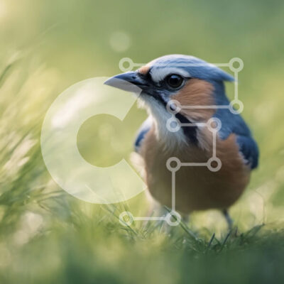 Intra Συλλεκτικό Ξύλινο Παζλ Plywood  4mm - Μικρό πουλί στην πράσινη χλόη Σε Ξύλινο Κουτί - Διαστάσεις: 10x10 cm – 25 κομμάτια - Image 1